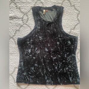 Anthropologie Pilcro Black Velveteen Racerback Tank Top Women’s Size Large